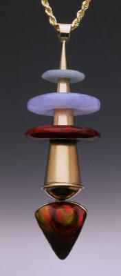 14k Gold Pendant Fire Agate